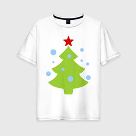 Женская футболка хлопок Oversize с принтом Ёлочка и снежок в Тюмени, 100% хлопок | свободный крой, круглый ворот, спущенный рукав, длина до линии бедер
 | 2015 | new year | елка | зима | новый год | снег