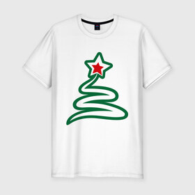Мужская футболка премиум с принтом Новогодняя ёлочка в Тюмени, 92% хлопок, 8% лайкра | приталенный силуэт, круглый вырез ворота, длина до линии бедра, короткий рукав | 2015 | new year | елка | зима | новый год