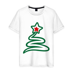 Мужская футболка хлопок с принтом Новогодняя ёлочка в Тюмени, 100% хлопок | прямой крой, круглый вырез горловины, длина до линии бедер, слегка спущенное плечо. | 2015 | new year | елка | зима | новый год