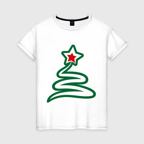 Женская футболка хлопок с принтом Новогодняя ёлочка в Тюмени, 100% хлопок | прямой крой, круглый вырез горловины, длина до линии бедер, слегка спущенное плечо | 2015 | new year | елка | зима | новый год