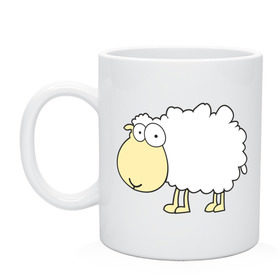 Кружка с принтом Милая овечка в Тюмени, керамика | объем — 330 мл, диаметр — 80 мм. Принт наносится на бока кружки, можно сделать два разных изображения | 2015 | new year | новый год | овечка | овца