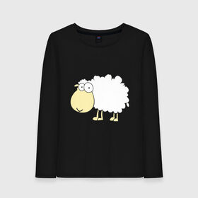 Женский лонгслив хлопок с принтом Милая овечка в Тюмени, 100% хлопок |  | 2015 | new year | новый год | овечка | овца