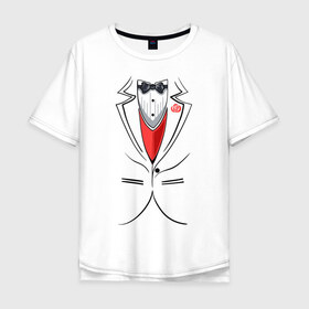 Мужская футболка хлопок Oversize с принтом Костюм жениха в Тюмени, 100% хлопок | свободный крой, круглый ворот, “спинка” длиннее передней части | бабочка
