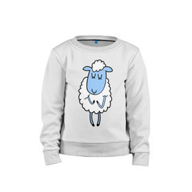 Детский свитшот хлопок с принтом Милая овечка в Тюмени, 100% хлопок | круглый вырез горловины, эластичные манжеты, пояс и воротник | Тематика изображения на принте: 2015 | new year | коза | новый год | овца