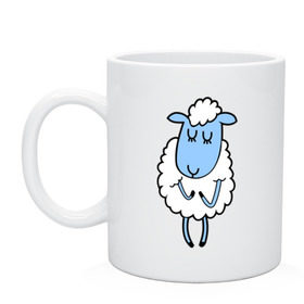 Кружка с принтом Милая овечка в Тюмени, керамика | объем — 330 мл, диаметр — 80 мм. Принт наносится на бока кружки, можно сделать два разных изображения | Тематика изображения на принте: 2015 | new year | коза | новый год | овца