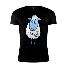 Мужская футболка премиум с принтом Милая овечка в Тюмени, 92% хлопок, 8% лайкра | приталенный силуэт, круглый вырез ворота, длина до линии бедра, короткий рукав | Тематика изображения на принте: 2015 | new year | коза | новый год | овца