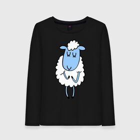 Женский лонгслив хлопок с принтом Милая овечка в Тюмени, 100% хлопок |  | 2015 | new year | коза | новый год | овца