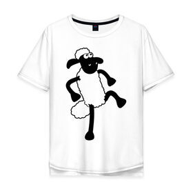 Мужская футболка хлопок Oversize с принтом Овечка танцует в Тюмени, 100% хлопок | свободный крой, круглый ворот, “спинка” длиннее передней части | Тематика изображения на принте: 2015 | new year | новый год | овечка | овца | символ