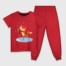 Детская пижама хлопок с принтом Лиса на коньках в Тюмени, 100% хлопок |  брюки и футболка прямого кроя, без карманов, на брюках мягкая резинка на поясе и по низу штанин
 | Тематика изображения на принте: лиса