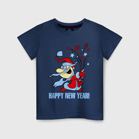 Детская футболка хлопок с принтом Салют - хлопушка в Тюмени, 100% хлопок | круглый вырез горловины, полуприлегающий силуэт, длина до линии бедер | new year | дед мороз | новый год | салют | хлопушка