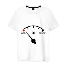 Мужская футболка хлопок с принтом War and peace в Тюмени, 100% хлопок | прямой крой, круглый вырез горловины, длина до линии бедер, слегка спущенное плечо. | peace | war | война | мир | скорость