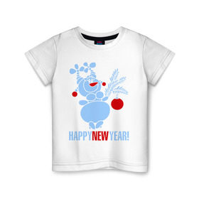 Детская футболка хлопок с принтом Снежная баба в Тюмени, 100% хлопок | круглый вырез горловины, полуприлегающий силуэт, длина до линии бедер | new year | баба | зима | новый год | снеговик | снежная баба