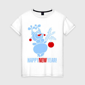 Женская футболка хлопок с принтом Снежная баба в Тюмени, 100% хлопок | прямой крой, круглый вырез горловины, длина до линии бедер, слегка спущенное плечо | new year | баба | зима | новый год | снеговик | снежная баба