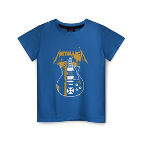 Детская футболка хлопок с принтом Металлика в Тюмени, 100% хлопок | круглый вырез горловины, полуприлегающий силуэт, длина до линии бедер | Тематика изображения на принте: гитара | металлика