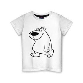 Детская футболка хлопок с принтом Веселый белый медведь в Тюмени, 100% хлопок | круглый вырез горловины, полуприлегающий силуэт, длина до линии бедер | new year | белый | медведь | северный полюс