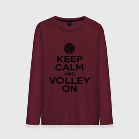 Мужской лонгслив хлопок с принтом Keep calm and volley on в Тюмени, 100% хлопок |  | волейбол
