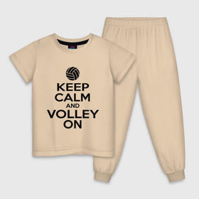 Детская пижама хлопок с принтом Keep calm and volley on в Тюмени, 100% хлопок |  брюки и футболка прямого кроя, без карманов, на брюках мягкая резинка на поясе и по низу штанин
 | волейбол
