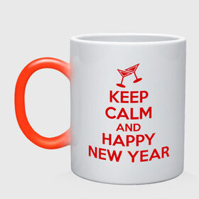 Кружка хамелеон с принтом Keep calm and happy new year в Тюмени, керамика | меняет цвет при нагревании, емкость 330 мл | keep calm | new year | новый год | сохраняй спокойствие