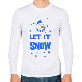 Мужской лонгслив хлопок с принтом Снеговик Let it snow в Тюмени, 100% хлопок |  | cнеговик | let it snow | зима | новый год | снег