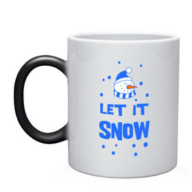 Кружка хамелеон с принтом Снеговик Let it snow в Тюмени, керамика | меняет цвет при нагревании, емкость 330 мл | cнеговик | let it snow | зима | новый год | снег