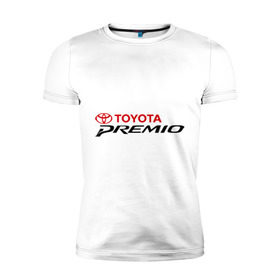 Мужская футболка премиум с принтом Toyota Premio в Тюмени, 92% хлопок, 8% лайкра | приталенный силуэт, круглый вырез ворота, длина до линии бедра, короткий рукав | Тематика изображения на принте: premio | toyota | премио | тойота