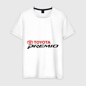 Мужская футболка хлопок с принтом Toyota Premio в Тюмени, 100% хлопок | прямой крой, круглый вырез горловины, длина до линии бедер, слегка спущенное плечо. | Тематика изображения на принте: premio | toyota | премио | тойота