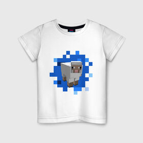 Детская футболка хлопок с принтом Minecraft sheep в Тюмени, 100% хлопок | круглый вырез горловины, полуприлегающий силуэт, длина до линии бедер | Тематика изображения на принте: майнкрафт | овечка