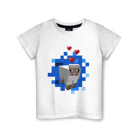 Детская футболка хлопок с принтом Minecraft sheep в Тюмени, 100% хлопок | круглый вырез горловины, полуприлегающий силуэт, длина до линии бедер | Тематика изображения на принте: 2015 | minecraft | бараны | животные | майнкрафт | овечки | приколы | символ года | ягнята