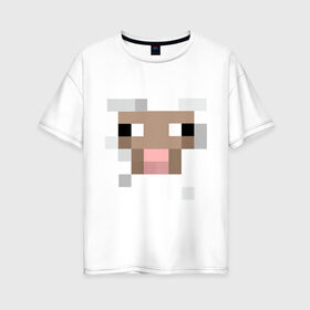 Женская футболка хлопок Oversize с принтом Майнкрафт в Тюмени, 100% хлопок | свободный крой, круглый ворот, спущенный рукав, длина до линии бедер
 | мордочка | овечка | пиксельный