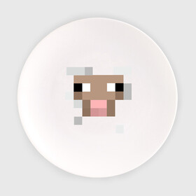Тарелка с принтом Майнкрафт в Тюмени, фарфор | диаметр - 210 мм
диаметр для нанесения принта - 120 мм | Тематика изображения на принте: мордочка | овечка | пиксельный