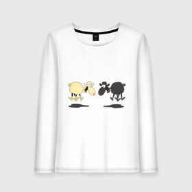 Женский лонгслив хлопок с принтом Прыгающие овечки в Тюмени, 100% хлопок |  | 2015 | бараны | животные | овечки | приколы | символ года | ягнята