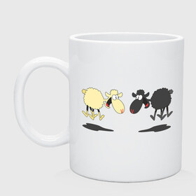 Кружка с принтом Прыгающие овечки в Тюмени, керамика | объем — 330 мл, диаметр — 80 мм. Принт наносится на бока кружки, можно сделать два разных изображения | 2015 | бараны | животные | овечки | приколы | символ года | ягнята