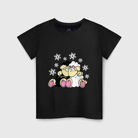 Детская футболка хлопок с принтом Барашки в Тюмени, 100% хлопок | круглый вырез горловины, полуприлегающий силуэт, длина до линии бедер | Тематика изображения на принте: барашек | год козы новый год | любовь | овечка | снежинка
