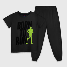 Детская пижама хлопок с принтом Рожден для бега в Тюмени, 100% хлопок |  брюки и футболка прямого кроя, без карманов, на брюках мягкая резинка на поясе и по низу штанин
 | born to run | run | бегать | рожден | рожден бежать