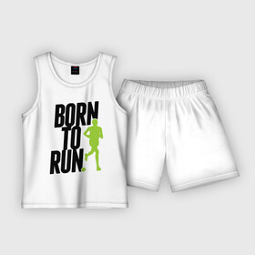 Детская пижама с шортами хлопок с принтом Рожден для бега в Тюмени,  |  | Тематика изображения на принте: born to run | run | бегать | рожден | рожден бежать