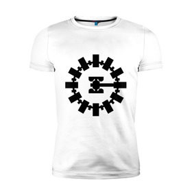 Мужская футболка премиум с принтом Interstellar в Тюмени, 92% хлопок, 8% лайкра | приталенный силуэт, круглый вырез ворота, длина до линии бедра, короткий рукав | Тематика изображения на принте: interstellar | интерстеллар | космонавт | космос | эмблема