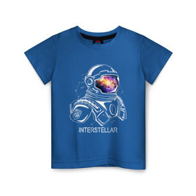 Детская футболка хлопок с принтом Космонавт в Тюмени, 100% хлопок | круглый вырез горловины, полуприлегающий силуэт, длина до линии бедер | Тематика изображения на принте: interstellar | интерстеллар | космонавт | космос