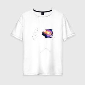 Женская футболка хлопок Oversize с принтом Космонавт в Тюмени, 100% хлопок | свободный крой, круглый ворот, спущенный рукав, длина до линии бедер
 | interstellar | интерстеллар | космонавт | космос