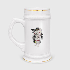 Кружка пивная с принтом Сова космонавт в Тюмени,  керамика (Материал выдерживает высокую температуру, стоит избегать резкого перепада температур) |  объем 630 мл | Тематика изображения на принте: сова