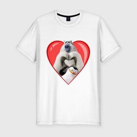 Мужская футболка премиум с принтом Пингвины Мадагаскара в Тюмени, 92% хлопок, 8% лайкра | приталенный силуэт, круглый вырез ворота, длина до линии бедра, короткий рукав | мадагаскар | медведь | мультик | пингвины