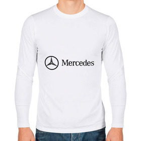 Мужской лонгслив хлопок с принтом Mercedes Logo в Тюмени, 100% хлопок |  | logo | mercedes