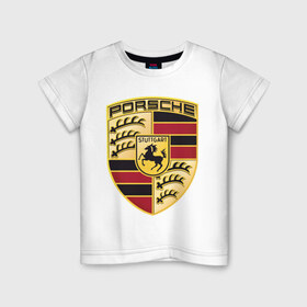 Детская футболка хлопок с принтом Porsche в Тюмени, 100% хлопок | круглый вырез горловины, полуприлегающий силуэт, длина до линии бедер | porsche