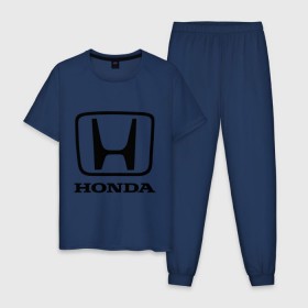 Мужская пижама хлопок с принтом Honda logo в Тюмени, 100% хлопок | брюки и футболка прямого кроя, без карманов, на брюках мягкая резинка на поясе и по низу штанин
 | honda | logo | motor | лого | хонда