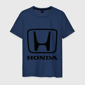 Мужская футболка хлопок с принтом Honda logo в Тюмени, 100% хлопок | прямой крой, круглый вырез горловины, длина до линии бедер, слегка спущенное плечо. | honda | logo | motor | лого | хонда