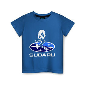 Детская футболка хлопок с принтом Subaru в Тюмени, 100% хлопок | круглый вырез горловины, полуприлегающий силуэт, длина до линии бедер | Тематика изображения на принте: subaru | субару