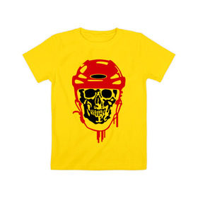 Детская футболка хлопок с принтом Мертвый хоккеист в Тюмени, 100% хлопок | круглый вырез горловины, полуприлегающий силуэт, длина до линии бедер | скелет