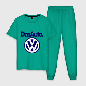 Мужская пижама хлопок с принтом Volkswagen Das Auto в Тюмени, 100% хлопок | брюки и футболка прямого кроя, без карманов, на брюках мягкая резинка на поясе и по низу штанин
 | das auto | volkswagen | фольксваген