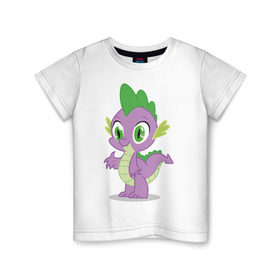 Детская футболка хлопок с принтом Дракон Спайк в Тюмени, 100% хлопок | круглый вырез горловины, полуприлегающий силуэт, длина до линии бедер | Тематика изображения на принте: my little pony | дракон | мой маленький пони | пони | спайк