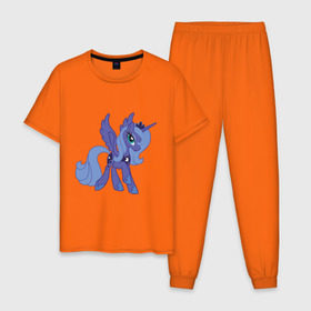 Мужская пижама хлопок с принтом Принцесса Луна в Тюмени, 100% хлопок | брюки и футболка прямого кроя, без карманов, на брюках мягкая резинка на поясе и по низу штанин
 | my little pony | луна | мой маленький пони | пони