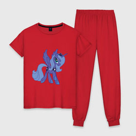 Женская пижама хлопок с принтом Принцесса Луна в Тюмени, 100% хлопок | брюки и футболка прямого кроя, без карманов, на брюках мягкая резинка на поясе и по низу штанин | Тематика изображения на принте: my little pony | луна | мой маленький пони | пони